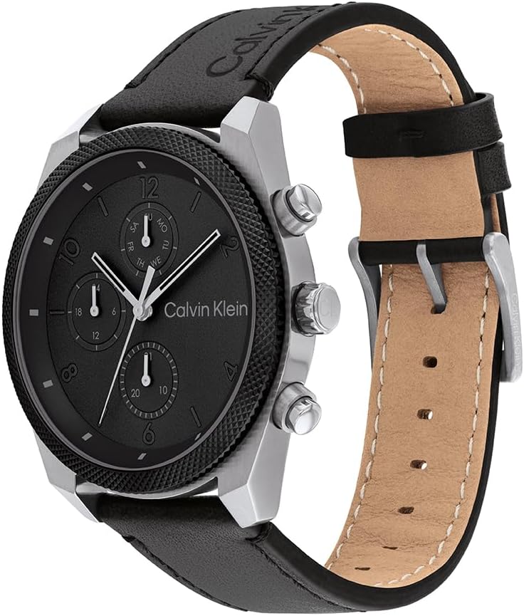 Calvin Klein Montre Analogique Multifunction à Quartz pour Homme Collection Impact avec Bracelet en Acier Inoxydable ou Cuir