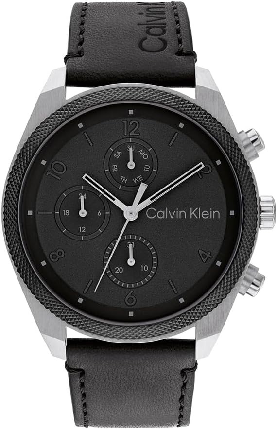 Calvin Klein Montre Analogique Multifunction à Quartz pour Homme Collection Impact avec Bracelet en Acier Inoxydable ou Cuir