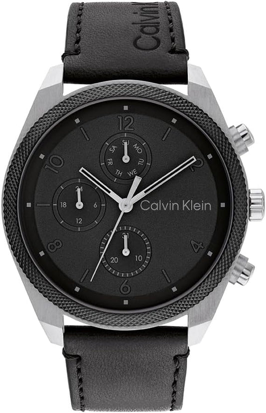 Calvin Klein Montre Analogique Multifunction à Quartz pour Homme Collection Impact avec Bracelet en Acier Inoxydable ou Cuir