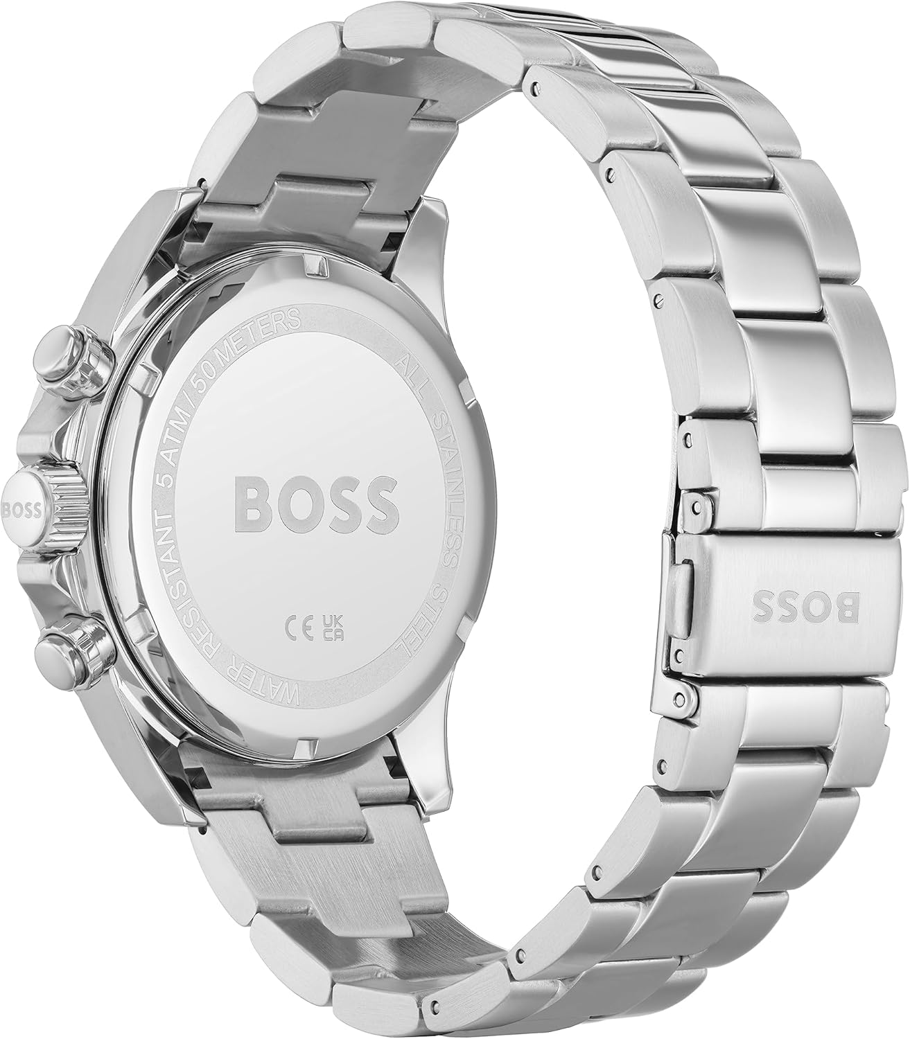 BOSS Montre Chronographe à Quartz pour Homme 43 mm Collection Hero avec Bracelet en Acier Inoxydable Maillons ou Maille, Fonction Date, 3 sous-Cadrans, Résistance à l'eau 5ATM