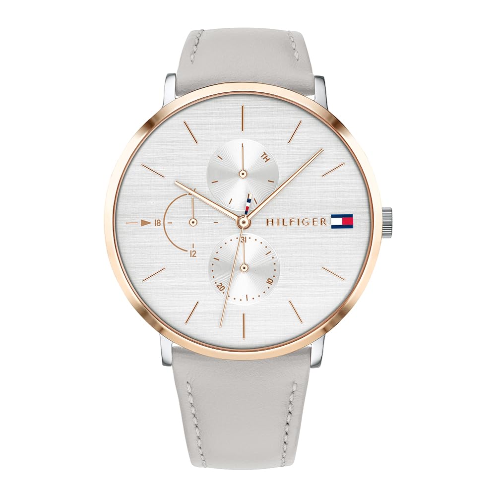 Tommy Hilfiger Montre Multifonction en Quartz pour Femme - 3 sous-Cadrans, Résistante à l'eau 3ATM avec Bracelet en Cuir ou en Acier Inoxydable en Maillons ou en Maille