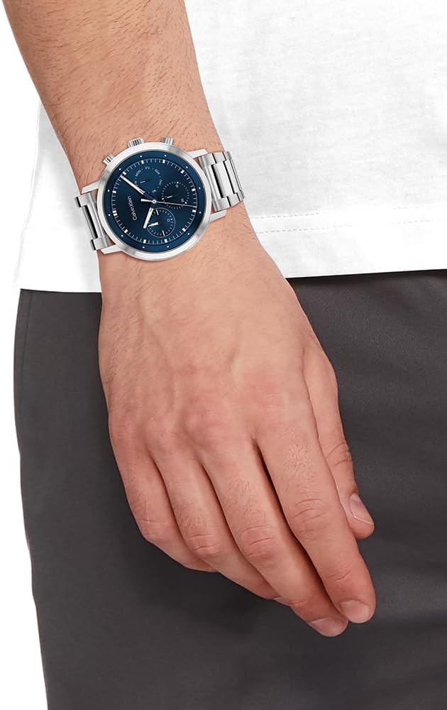 Calvin Klein Montre Analogique Multifunction à Quartz pour Homme Collection Gauge - Disponible avec Bracelet en Acier Inoxydable ou en Cuir