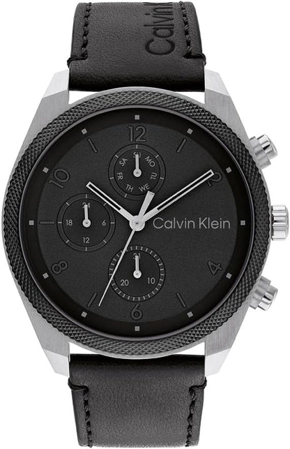 Calvin Klein Montre Analogique Multifunction à Quartz pour Homme Collection Impact avec Bracelet en Acier Inoxydable ou Cuir