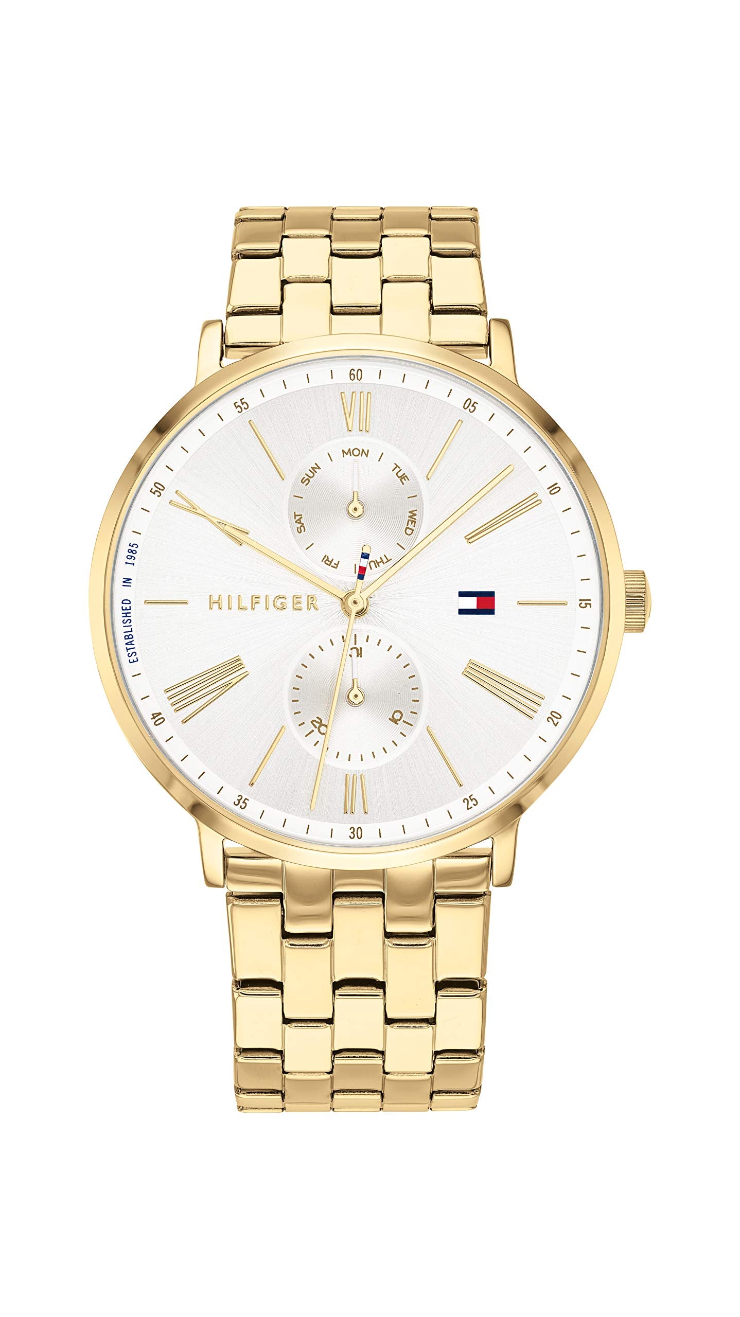 Tommy Hilfiger Montre Multifonction en Quartz pour Femme - 3 sous-Cadrans, Résistante à l'eau 3ATM avec Bracelet en Cuir ou en Acier Inoxydable en Maillons ou en Maille