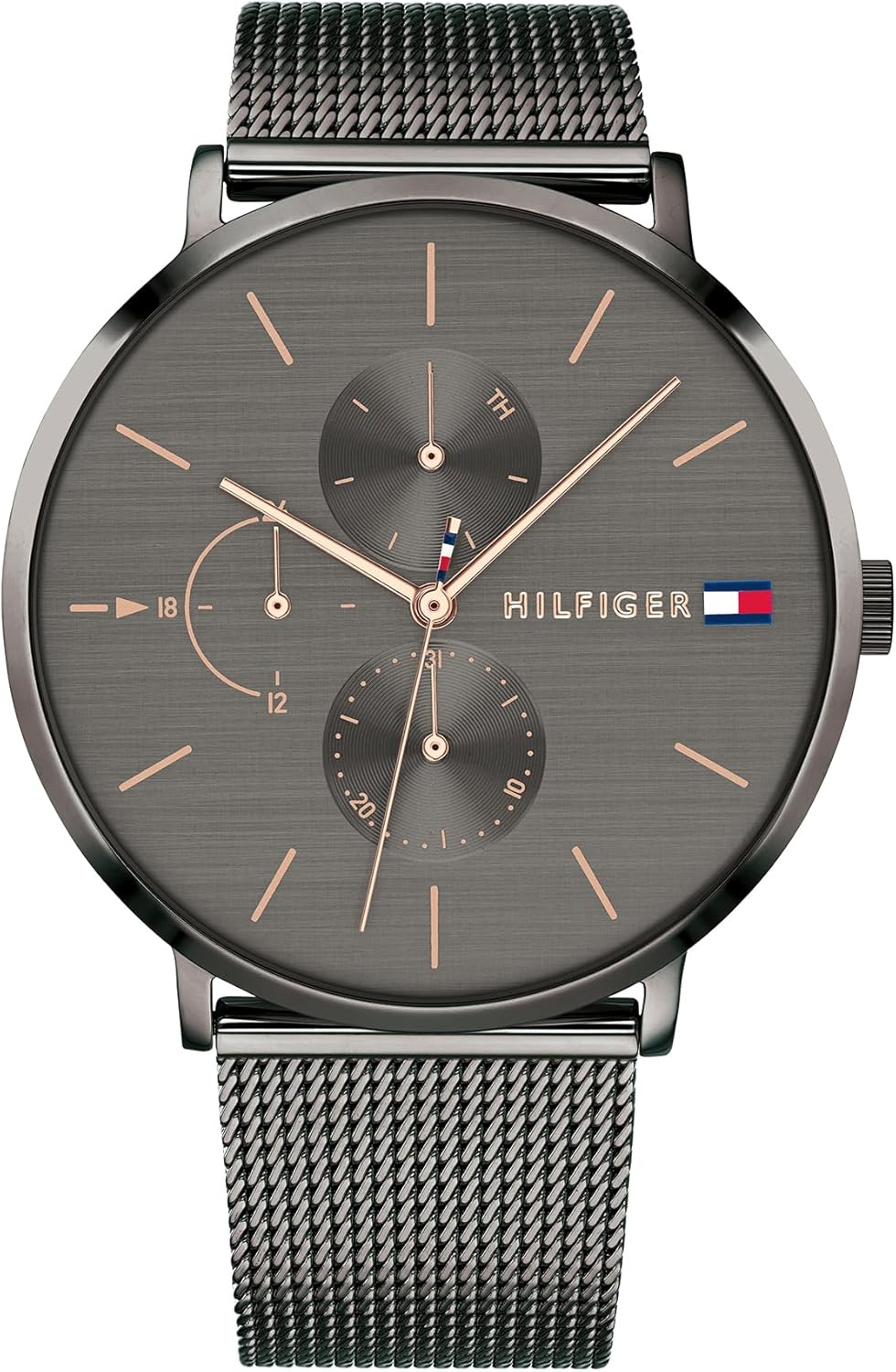 Tommy Hilfiger Montre Multifonction en Quartz pour Femme - 3 sous-Cadrans, Résistante à l'eau 3ATM avec Bracelet en Cuir ou en Acier Inoxydable en Maillons ou en Maille