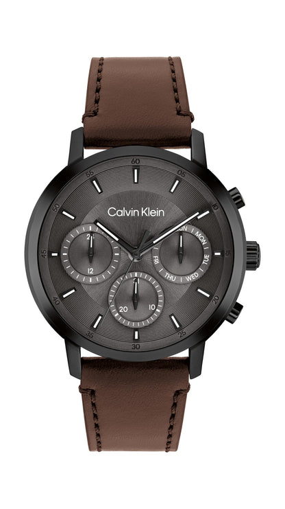 Calvin Klein Montre Analogique Multifunction à Quartz pour Homme Collection Gauge - Disponible avec Bracelet en Acier Inoxydable ou en Cuir