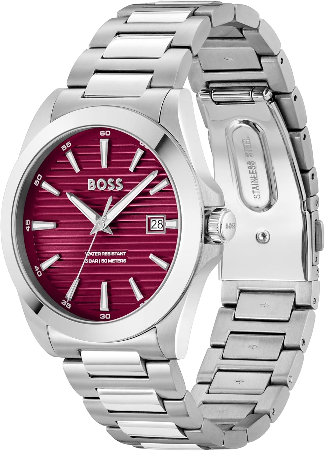 BOSS Montre à Mouvement à Quartz Trois Aiguilles pour Homme Collection Strike avec Bracelet en Acier Inoxydable