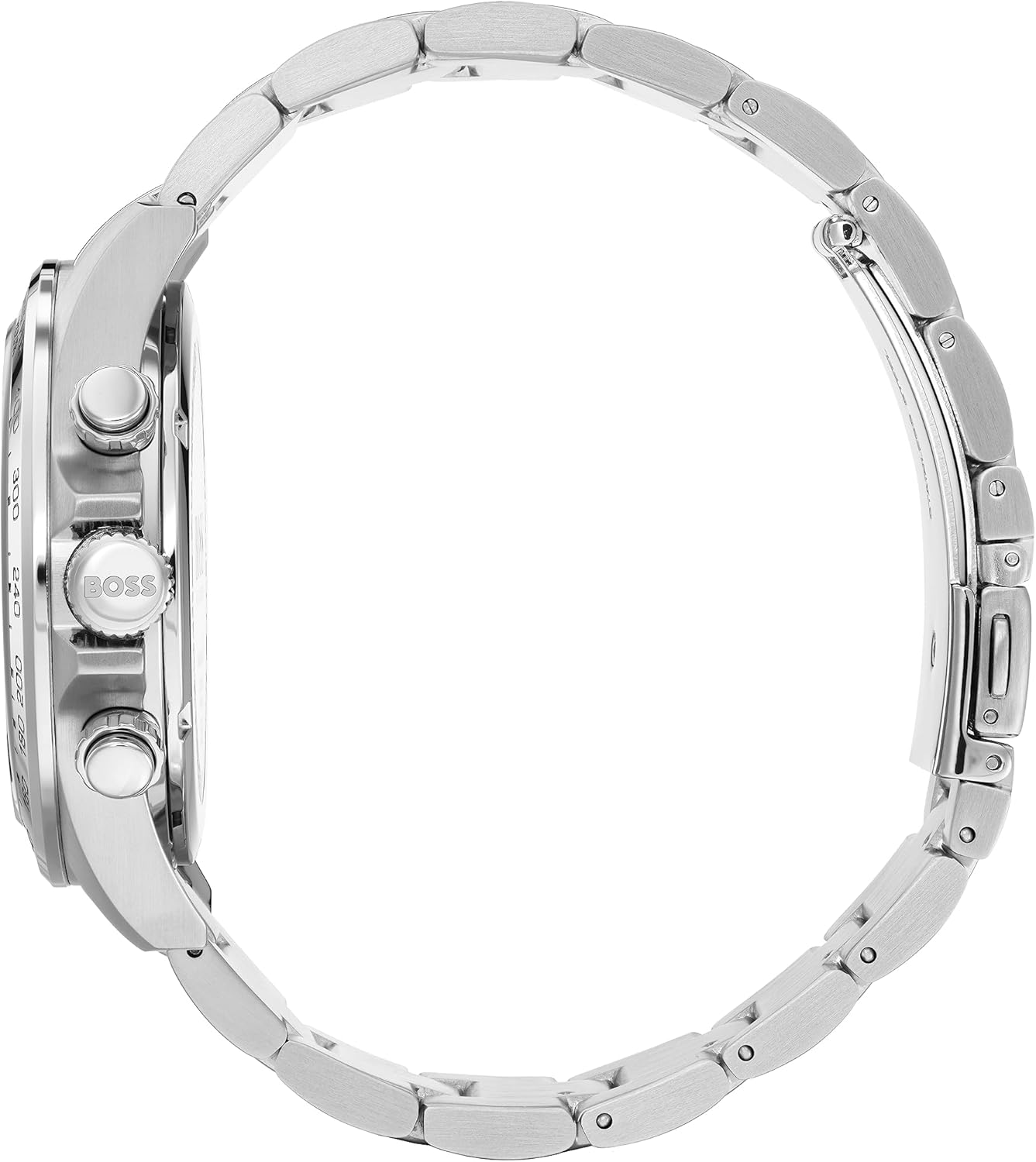 BOSS Montre Chronographe à Quartz pour Homme 43 mm Collection Hero avec Bracelet en Acier Inoxydable Maillons ou Maille, Fonction Date, 3 sous-Cadrans, Résistance à l'eau 5ATM